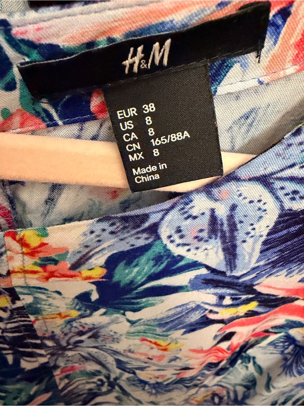 H&M Coral & Navy Floral Midi Dress - Picture 3 of 3